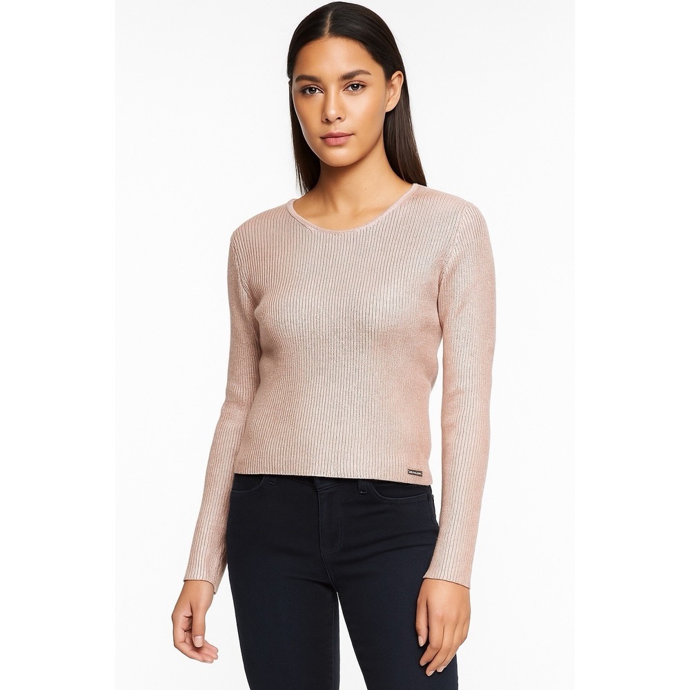 Calvin Klein Jeans Cropped Sweater Pink Metalic Round Neck Size Large